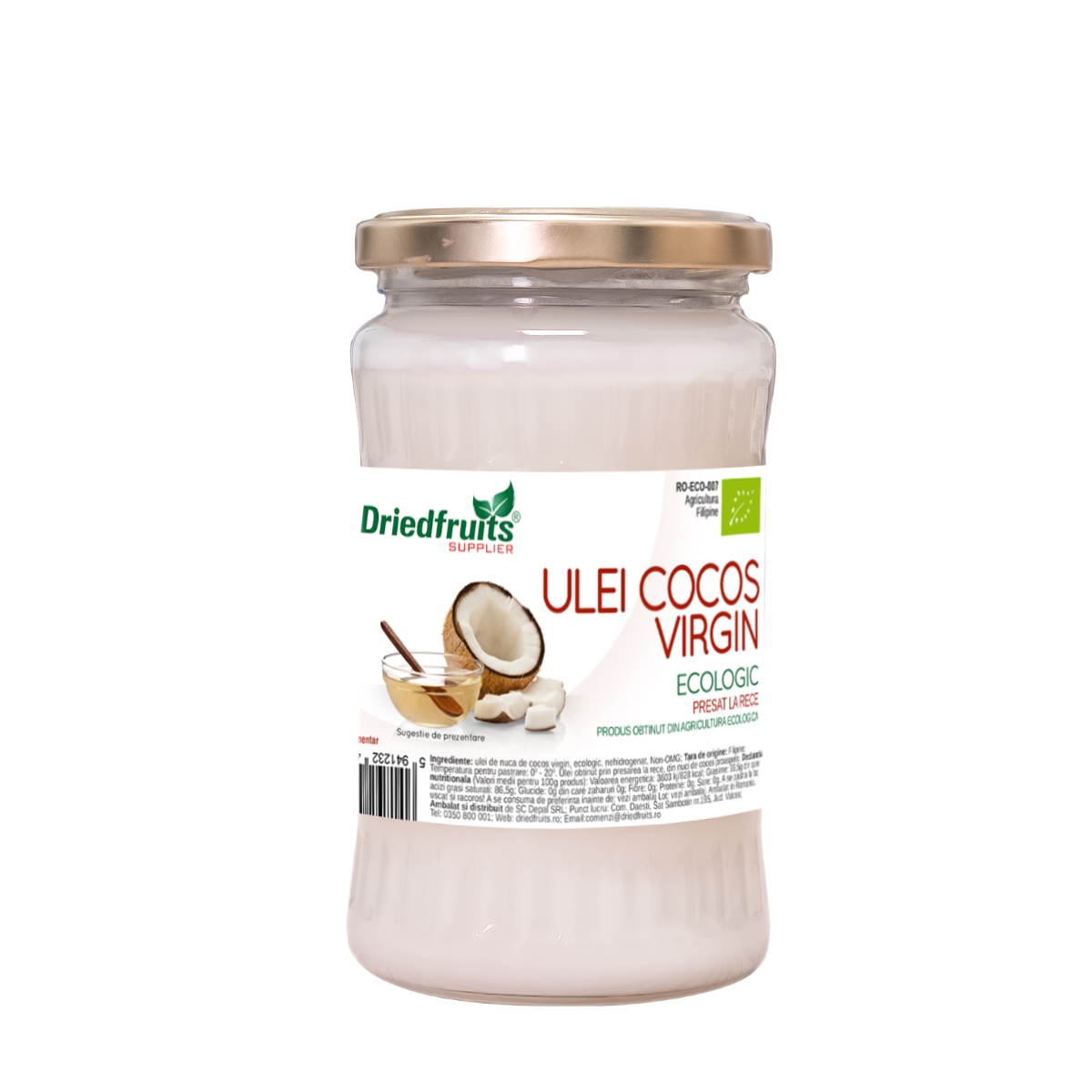 Ulei cocos virgin BIO (presat la rece) Driedfruits – 370 ml/300 g